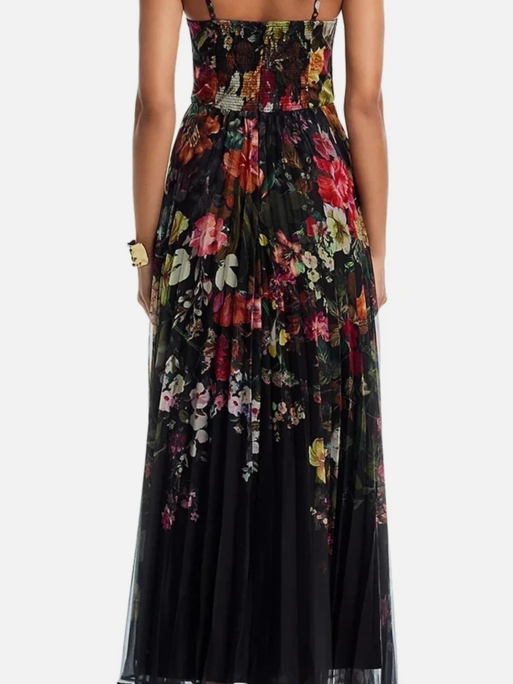 NWT Aqua Black Floral Bustier Midi Dress with Multicolor Garden Print Medium - Picture 4 of 9